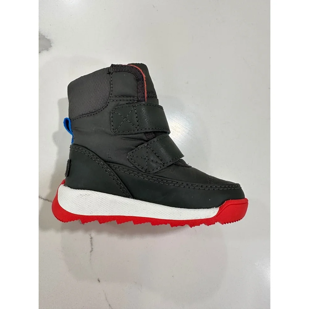 Sorel Whitney‎ II Strap Waterproof Insulated Winter Boots Grey Red Kids 5